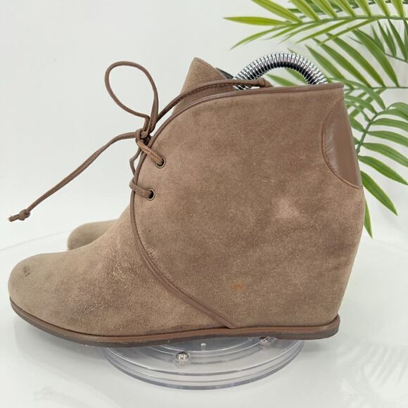 Stuart Weitzman Kalahari Wedge Boot Ankle Bootie Brown Suede Lace Up Size 6.5 - Picture 6 of 16